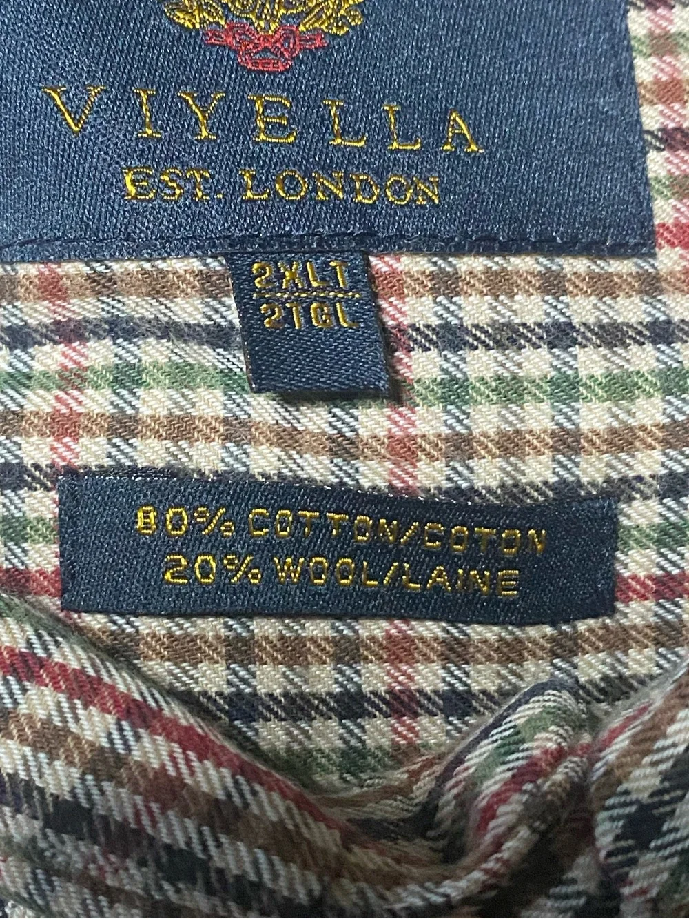 Viyella Men's Gun Check Sport Shirt  Size 2XLT